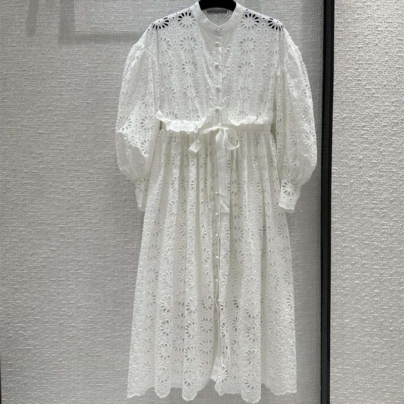 Casual Dresses Women Spring Cotton White Stand Collar Lantern Sleeve Hollow Out Straight Dress Vintage Elegant Loose Fit Female Clothes, Picture shown
Casual Dresses Women Spring Cotton White Stand Collar Lantern Sleeve Hollow Out Straight Dress Vintage Elegant Loose Fit Female Clothes, Picture shown