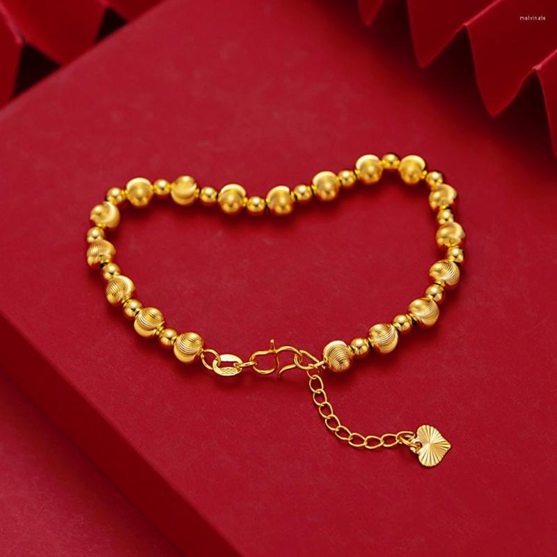 Link Bracelets Women Men Bracelet Wrist Chain Solid Beads Real 18k Gold Color Classic Fashion Jewelry Gift
Link Bracelets Women Men Bracelet Wrist Chain Solid Beads Real 18k Gold Color Classic Fashion Jewelry Gift