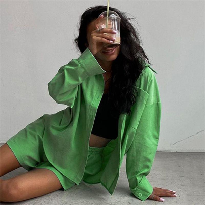 Women' Tracksuits Casual Cotton Home Clothes Women 2023 Summer Two Piece Short Sets High Waist Green Shirt Suit Set Fashion Office 2 Pieces
Women' Tracksuits Casual Cotton Home Clothes Women 2023 Summer Two Piece Short Sets High Waist Green Shirt Suit Set Fashion Office 2 Pieces