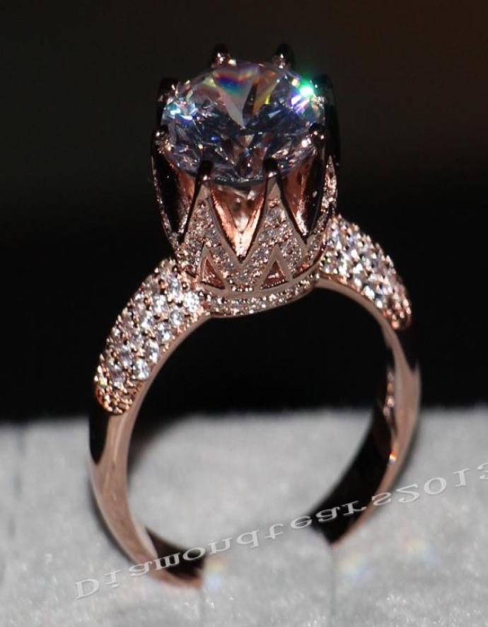 Whole Fashion jewelry 925 sterling silver Rose gold plated Simulated Diamond Wedding Women Band crown Ring gift 7012995
Whole Fashion jewelry 925 sterling silver Rose gold plated Simulated Diamond Wedding Women Band crown Ring gift 7012995