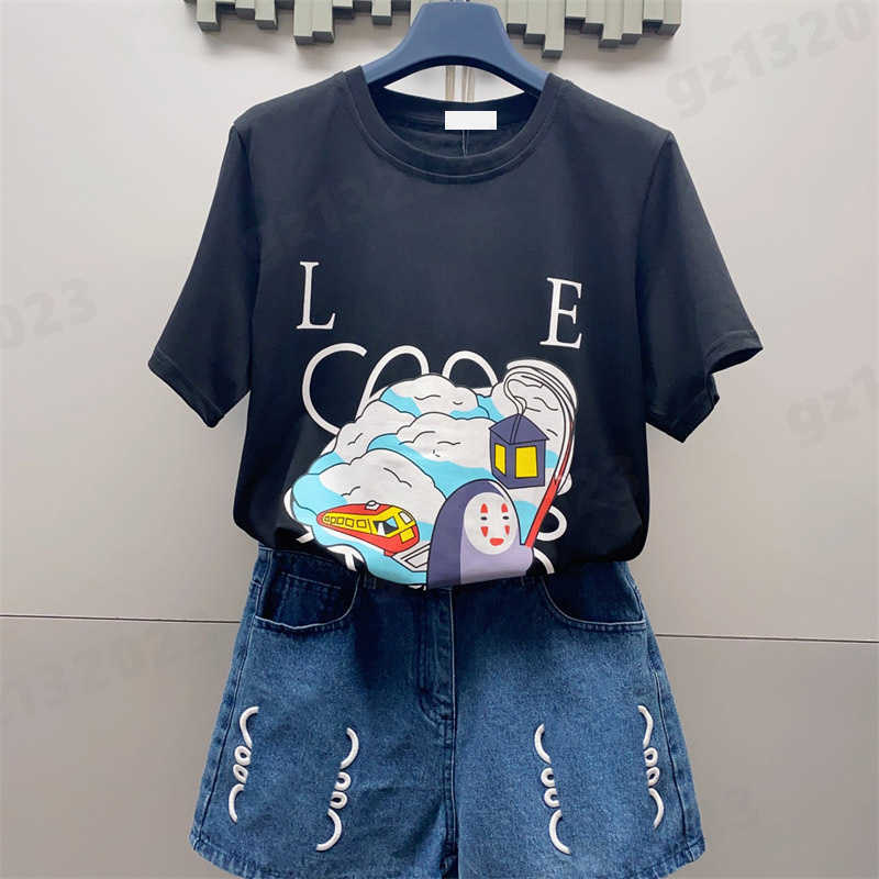 Women Two Piece Set Pants Totoro Series Letter Print Short Sleeve T Shirt And Denim Shorts Sets Fashion Brand Summer Tracksuits Apparel Designer Womens Clothing 0912
Women Two Piece Set Pants Totoro Series Letter Print Short Sleeve T Shirt And Denim Shorts Sets Fashion Brand Summer Tracksuits Apparel Designer Womens Clothing 0912