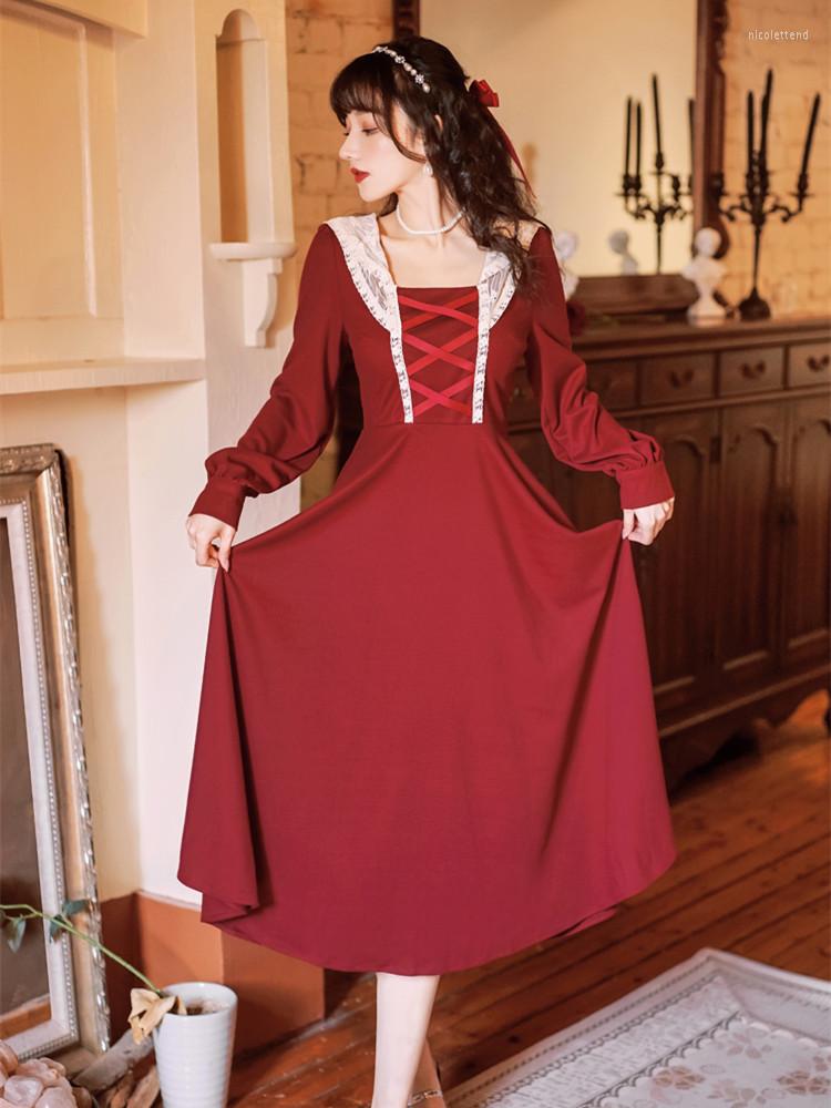Casual Dresses Vintage Temperament Red Dress Women 2023 Spring French Niche Square Collar Elegant Lace Stitching Sweet Kawaii
Casual Dresses Vintage Temperament Red Dress Women 2023 Spring French Niche Square Collar Elegant Lace Stitching Sweet Kawaii