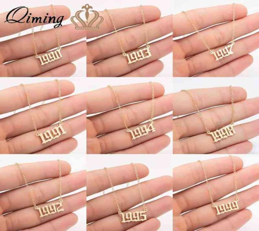 The 1990039s Women Birthday Necklace Number Year 1990 1991 1992 1993 1994 1995 1996 1998 1999 Gold Vintage Necklace Gift Y12043103