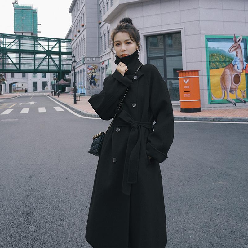 Women' Wool & Blends Vintage Elegant England Style Black Woolen Trench Coat Women Winter Double Breasted Belted Loose Long Overcoat Windbre
Women' Wool & Blends Vintage Elegant England Style Black Woolen Trench Coat Women Winter Double Breasted Belted Loose Long Overcoat Windbre