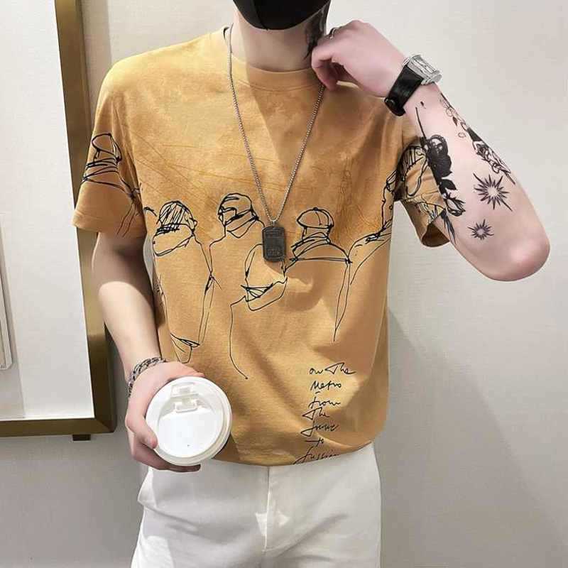 Men's Short Sleeve T-shirt 2023 New Versatile Trendy T-shirt Men's Summer INS Fashion Brand Handsome Men's Half Sleeve Top, Yellow
Men's Short Sleeve T-shirt 2023 New Versatile Trendy T-shirt Men's Summer INS Fashion Brand Handsome Men's Half Sleeve Top, Yellow