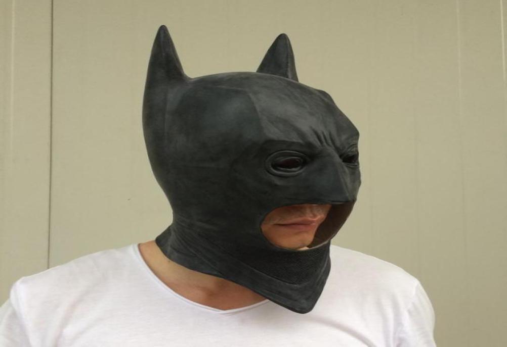 on Cosplay Batman Masks Dark Knight Adult Full Head Batman Latex Mask Hood Silicone Halloween Party Black Mask per Hero Co4292921