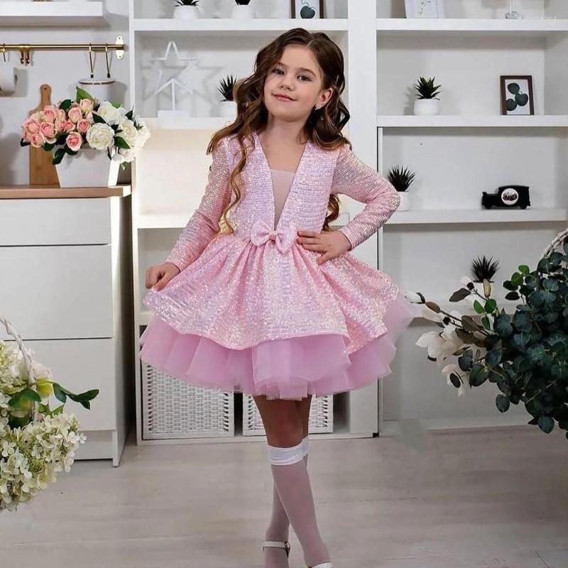 Girl Dresses Glitter Pink Flower Dress V Neck Long Sleeves Kids Knee Length Party Gown Christmas Year Outfit Gift For
Girl Dresses Glitter Pink Flower Dress V Neck Long Sleeves Kids Knee Length Party Gown Christmas Year Outfit Gift For