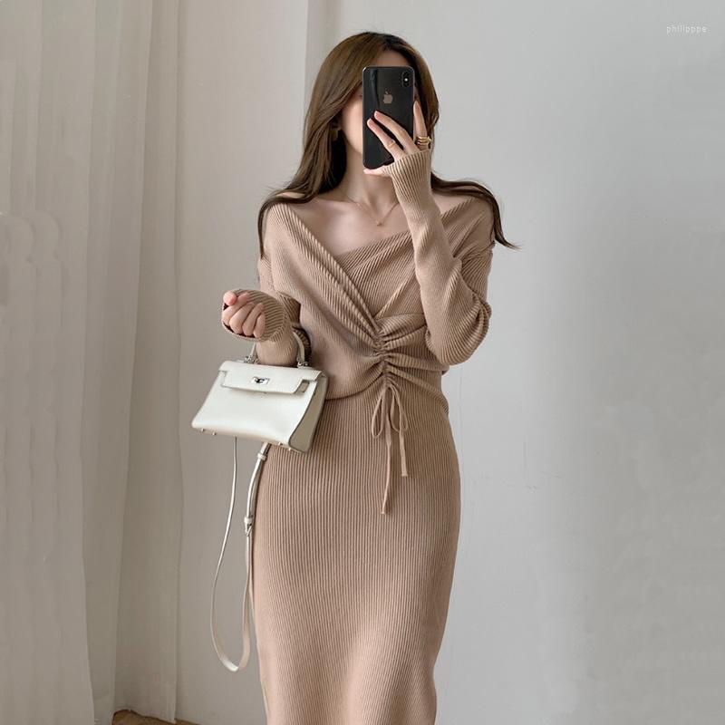 Casual Dresses Harajuku Vintage Korean One-Piece Sweater Maxi For Women Draw String Bodycon Slim Knitted Lady Woman Dress Autumn 2023, Black
Casual Dresses Harajuku Vintage Korean One-Piece Sweater Maxi For Women Draw String Bodycon Slim Knitted Lady Woman Dress Autumn 2023, Black