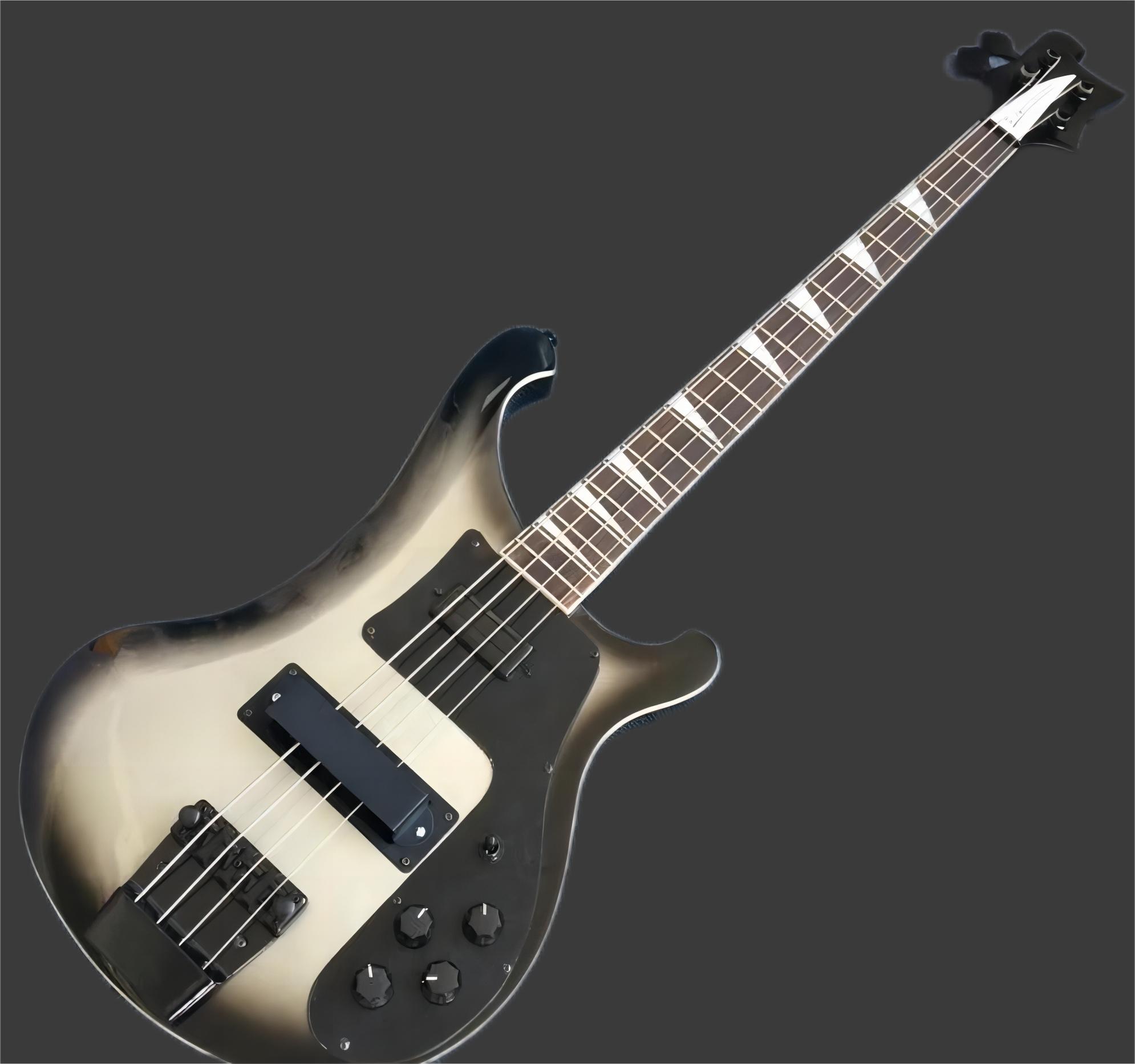 RIC 4 Strings Silve Busrt Black Edge 4003 Electric Bass Guitar White Body Binding, Black Hardware,
RIC 4 Strings Silve Busrt Black Edge 4003 Electric Bass Guitar White Body Binding, Black Hardware,