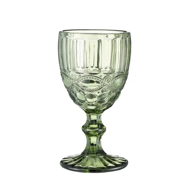 48 STOCK Pieces / Carton European Style Emed Stained Glass Beer Goblet Vintage Wine Glasses Household Juice Drinking Cup Thickened FY5509 es
