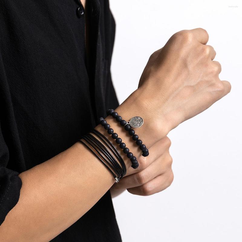 Charm Bracelets Braided Tree Of Life Men's Leather Bracelet Creative Versatile Black Volcanic Stone
Charm Bracelets Braided Tree Of Life Men's Leather Bracelet Creative Versatile Black Volcanic Stone