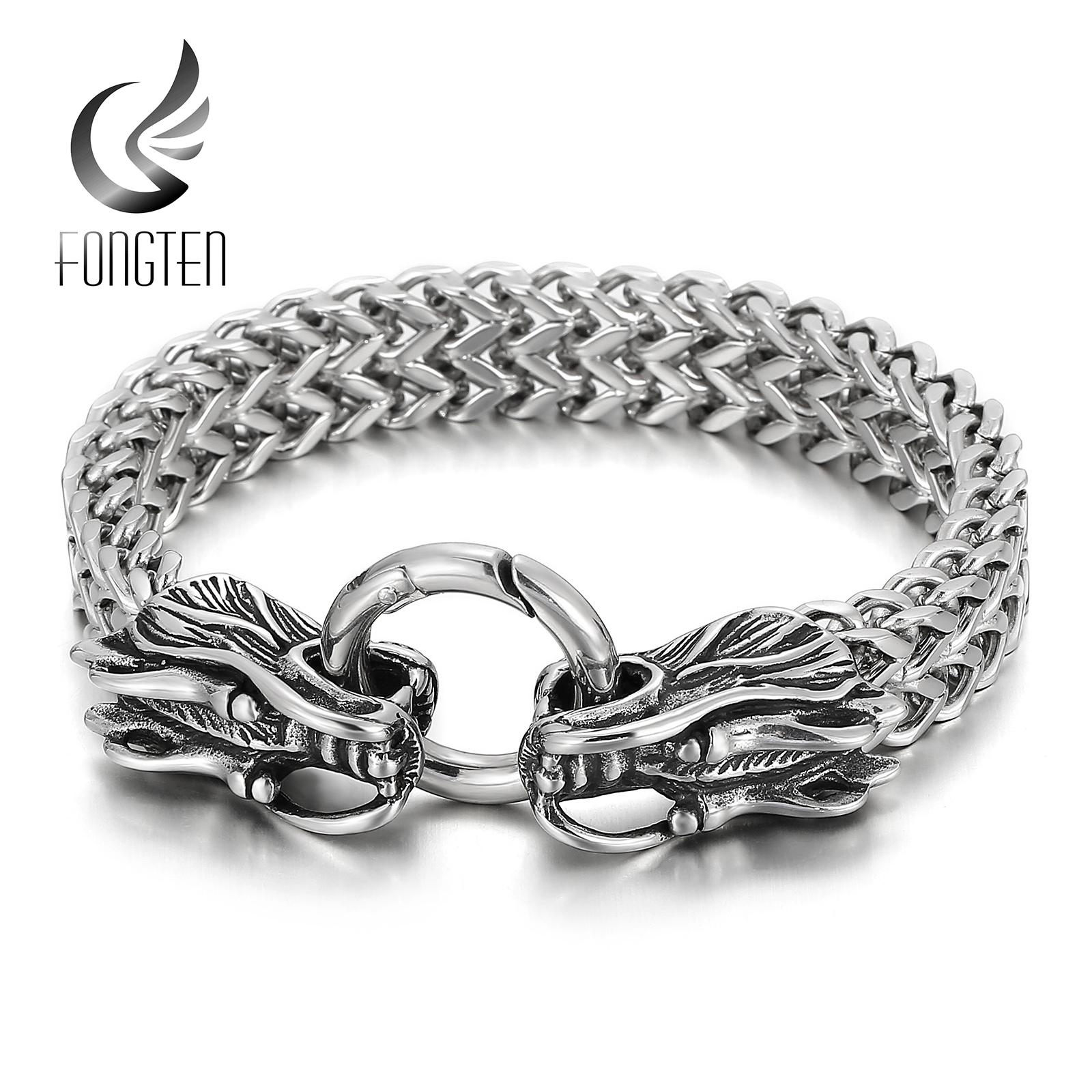 Bangle Fongten Dragon Curb Mesh Chain Men Bracelet Polished and Blacken Stainless Steel Punk Viking Bangle Vintage Jewelry Gift
Bangle Fongten Dragon Curb Mesh Chain Men Bracelet Polished and Blacken Stainless Steel Punk Viking Bangle Vintage Jewelry Gift