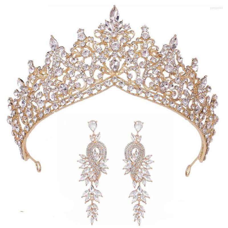Hair Clips Baroque Gold Color Crystal Leaf Crown With Earrings Accessories Luxury Rhinestone Tiaras Diadem Women Wedding Headdress
Hair Clips Baroque Gold Color Crystal Leaf Crown With Earrings Accessories Luxury Rhinestone Tiaras Diadem Women Wedding Headdress