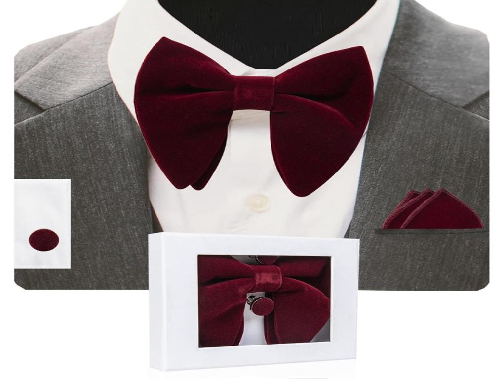 Velvet Big Bow Tie Men039s Bowties Pocket Square Cufflinks Set with Gift Box Solid Red Yellow Necktie For Man Wedding9524776
Velvet Big Bow Tie Men039s Bowties Pocket Square Cufflinks Set with Gift Box Solid Red Yellow Necktie For Man Wedding9524776