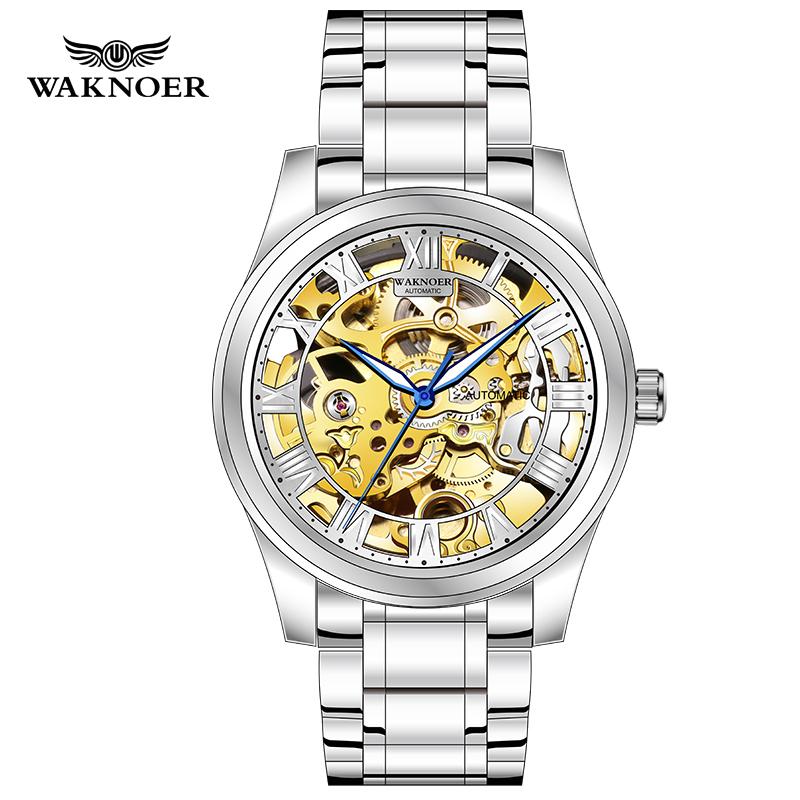 Wristwatches Mes's Automatic Mechanical Watch Roman Numerals Watches Men 2023 Business Waterproof Clock Relogio Masculino Saat, Gold