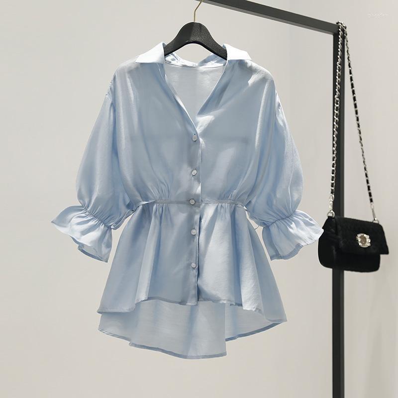 Women's Blouses 2023 Spring Summer V-Neck Gathered Waist Hemline Shirt Women Chiffon Solid Color Loose Peplum Top Doll Female LT390, Pink
Women's Blouses 2023 Spring Summer V-Neck Gathered Waist Hemline Shirt Women Chiffon Solid Color Loose Peplum Top Doll Female LT390, Pink