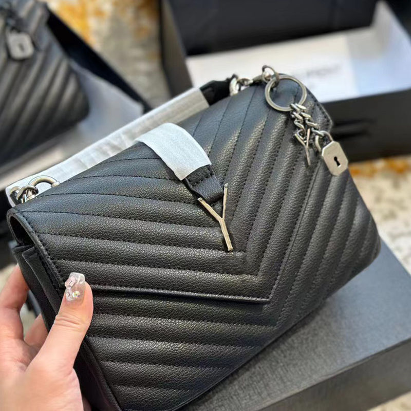 Designer Shoulder Bags Womens Fashion Chain Genuine Leather Crossbody Bag Handle Totes Handbags Purses Black