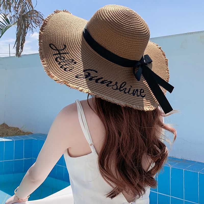 bucket hat Women's Straw cap Bow Tie Large Brim Round Top Sun Protection Beach Letter Brim Seaside Trendy GM73, D1
bucket hat Women's Straw cap Bow Tie Large Brim Round Top Sun Protection Beach Letter Brim Seaside Trendy GM73, D1