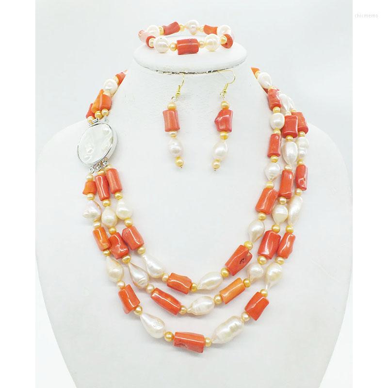 Necklace Earrings Set 3 Rows Classic Bridal Wedding Genuine Natural Coral Baroque Pearl Necklace. Bracelet. Only One, Picture shown
Necklace Earrings Set 3 Rows Classic Bridal Wedding Genuine Natural Coral Baroque Pearl Necklace. Bracelet. Only One, Picture shown
