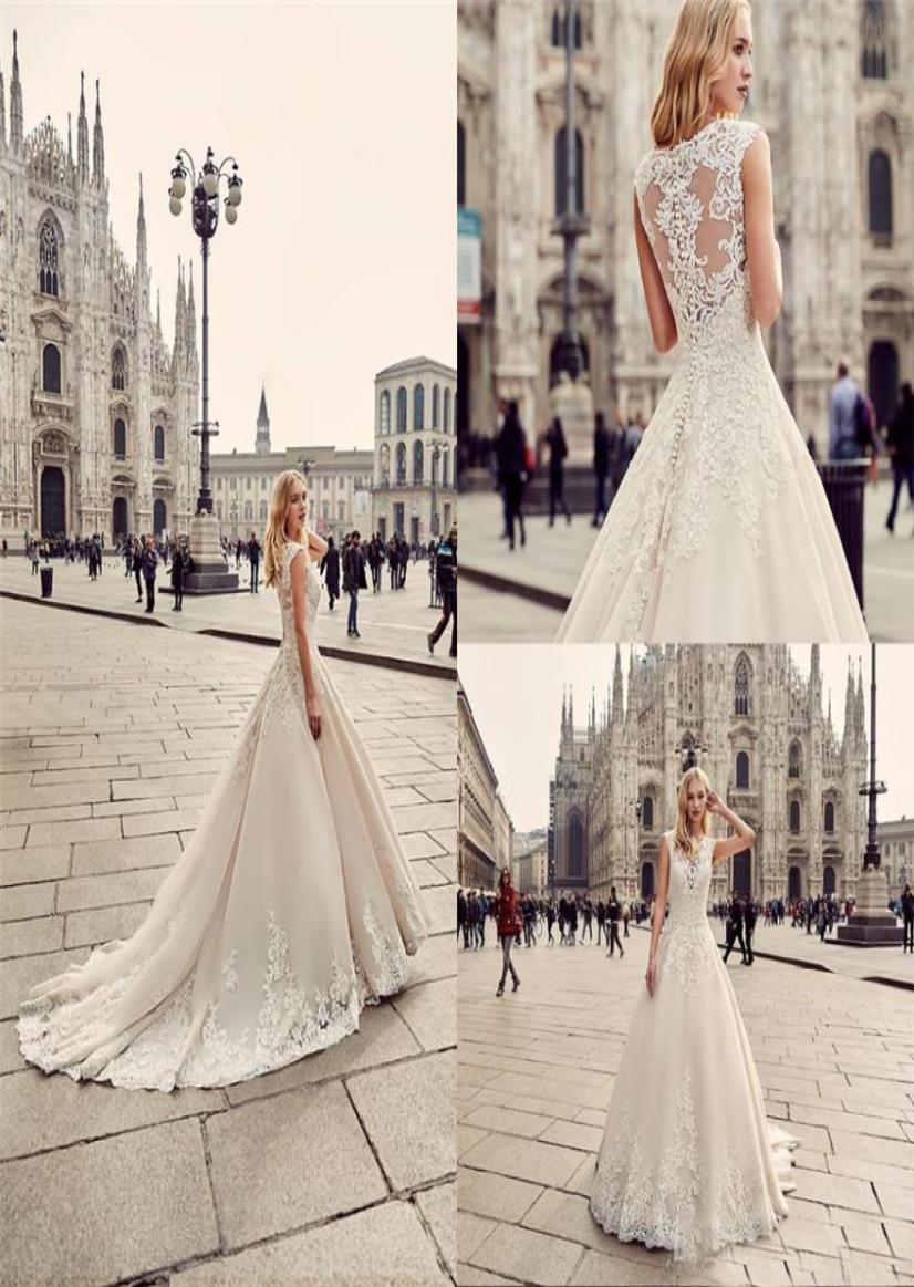 A Line Chapel Train Custom Made Beach Bridal Gowns Romantic Eddy K Wedding Dresses Round Neck Appliques Lace robe de soiree longue2228571, Champagne
A Line Chapel Train Custom Made Beach Bridal Gowns Romantic Eddy K Wedding Dresses Round Neck Appliques Lace robe de soiree longue2228571, Champagne