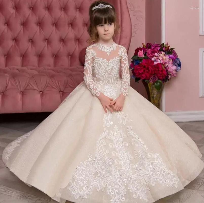 Girl Dresses 2023 Princess Champagne Flower Long Sleeve Sheer Crew Neck Appliques Ruched Tulle Party Pageant Gown
Girl Dresses 2023 Princess Champagne Flower Long Sleeve Sheer Crew Neck Appliques Ruched Tulle Party Pageant Gown