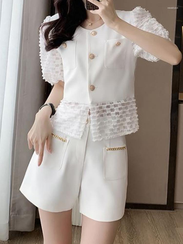 Women' Tracksuits Casual Two-Piece Round Neck Bubble Sleeve Patchwork Top Shorts Set 2023 Korean Fashion Clothing, White
Women' Tracksuits Casual Two-Piece Round Neck Bubble Sleeve Patchwork Top Shorts Set 2023 Korean Fashion Clothing, White