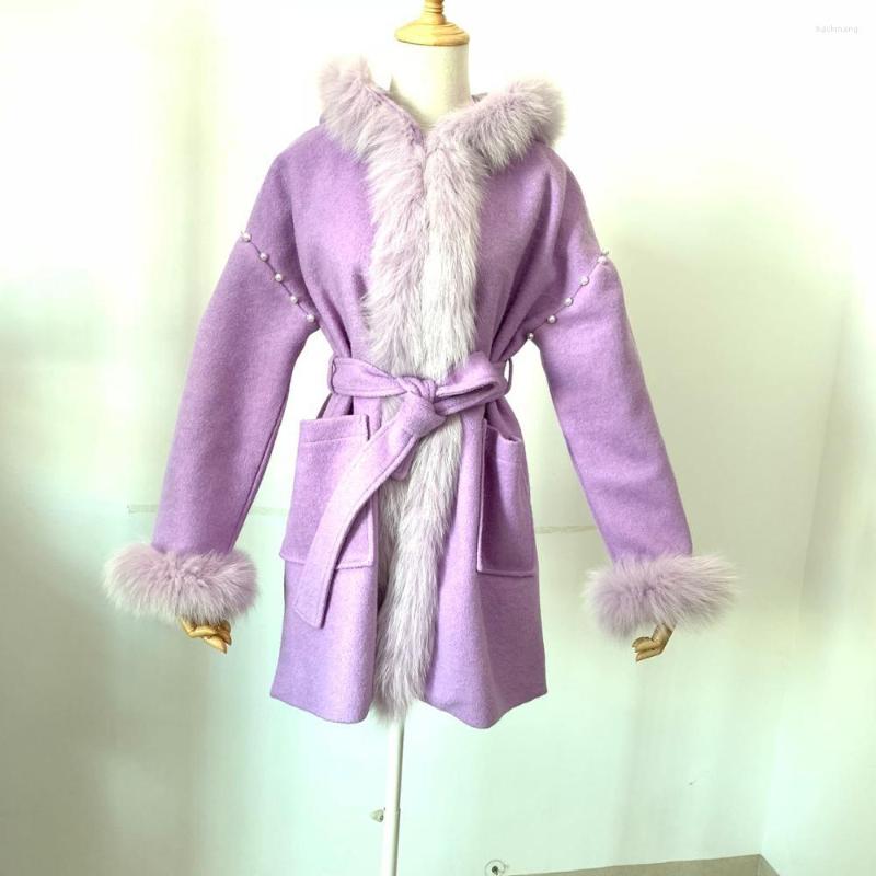 Women' Wool Winter Fashion Thick Warm Fur Blends Coat Pearl Beading Cashmere Female Was Thin Luxurious Outerwear F2349, Purple
Women' Wool Winter Fashion Thick Warm Fur Blends Coat Pearl Beading Cashmere Female Was Thin Luxurious Outerwear F2349, Purple