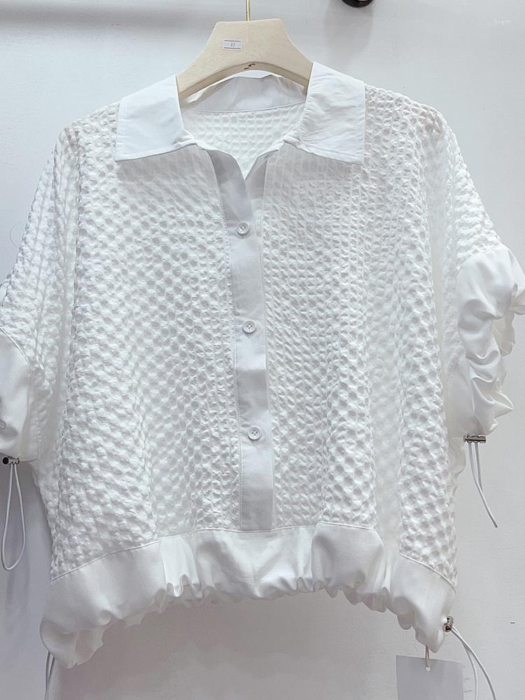 Women's Blouses Turn-down Collar Three-dimensional Pleated Short Sleeved Shirt For Women 2023 Summer Hem Drawstring Waist Loose Blouse Y475, White
Women's Blouses Turn-down Collar Three-dimensional Pleated Short Sleeved Shirt For Women 2023 Summer Hem Drawstring Waist Loose Blouse Y475, White