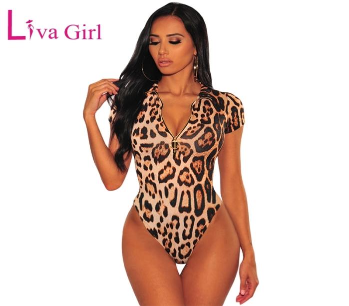 LIVA GIRL Wild Leopard Print Short Sleeve Bodysuit with Zipper Women Sexy Cheetah Bodycon Jumpsuits Female Fierce Body Tops Y200402469814, Beige
LIVA GIRL Wild Leopard Print Short Sleeve Bodysuit with Zipper Women Sexy Cheetah Bodycon Jumpsuits Female Fierce Body Tops Y200402469814, Beige