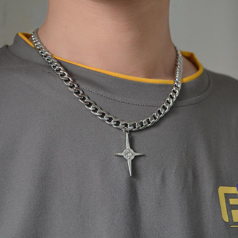 Pendant Necklaces Hip Hop Punk Titanium Steel Thick Cuban Chain Choker Necklace Female Male Trendy Zirconia Cross
Pendant Necklaces Hip Hop Punk Titanium Steel Thick Cuban Chain Choker Necklace Female Male Trendy Zirconia Cross