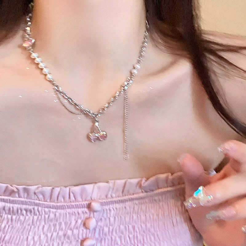 Pendant Necklaces Pink Crystal Cherry Pendant Necklace Long Tassels Pearl Necklaces for Women Girls Party Jewelry Y2K Sweet Clavicle Chain Choker AA230526
Pendant Necklaces Pink Crystal Cherry Pendant Necklace Long Tassels Pearl Necklaces for Women Girls Party Jewelry Y2K Sweet Clavicle Chain Choker AA230526