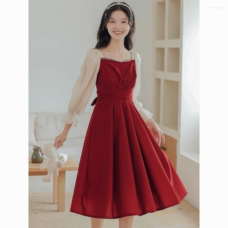 Casual Dresses Spring Women's Black Five-Point Sleeve Pearl Square Neck Flared Waist Skinny Burgundy Dress Plus Size
Casual Dresses Spring Women's Black Five-Point Sleeve Pearl Square Neck Flared Waist Skinny Burgundy Dress Plus Size