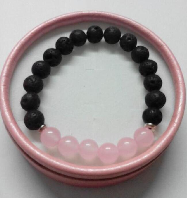 Hot Sale Rose Quartz Lava Yoga Bracelet Healing Crystals Wrist Mala Beads Chakra Jewelry Natural Stone Womens Yoga Bracelet
