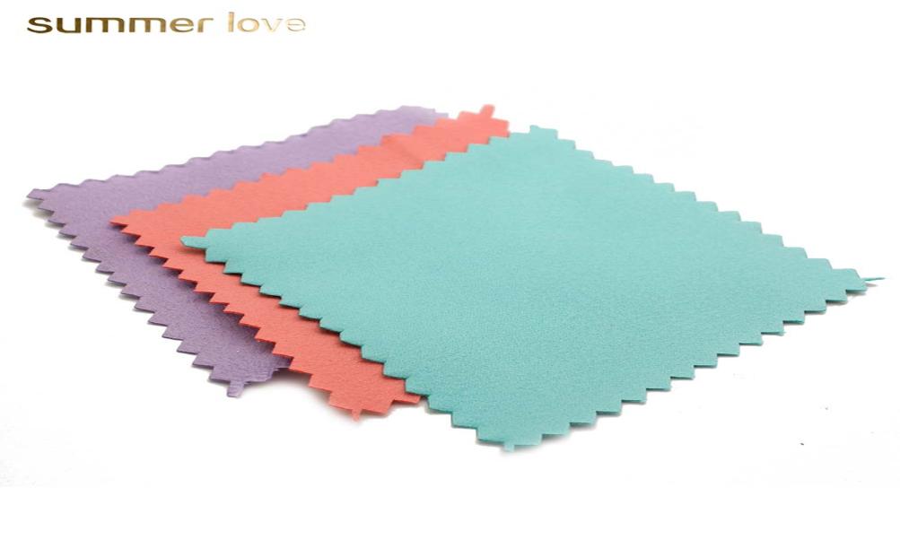 

200pcs lot 8080mm velvet sliver cleaning cleaner cloth blue red purple color polishing cloth jewelry accessories cleaning tool who2173694