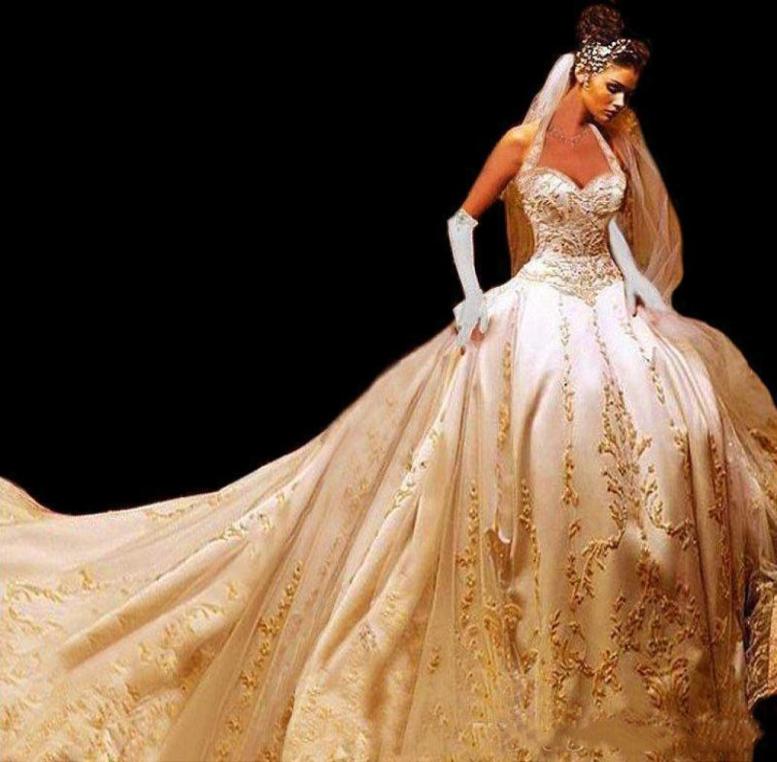 Gorgeous Gold Embroidered Wedding Dresses Cathedral Train Halter Sweetheart Corset Back Gothic Bridal Gown abiti da sposa robes de8263637, Purple
Gorgeous Gold Embroidered Wedding Dresses Cathedral Train Halter Sweetheart Corset Back Gothic Bridal Gown abiti da sposa robes de8263637, Purple