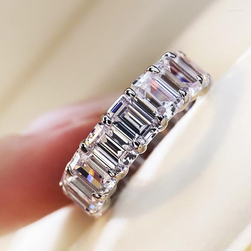 Cluster Rings Women's 925 Sterling Silver Emerald Cut Diamond Ring Moissanite Index Finger Gemstone Engagement Wedding Gift Jewelry
Cluster Rings Women's 925 Sterling Silver Emerald Cut Diamond Ring Moissanite Index Finger Gemstone Engagement Wedding Gift Jewelry