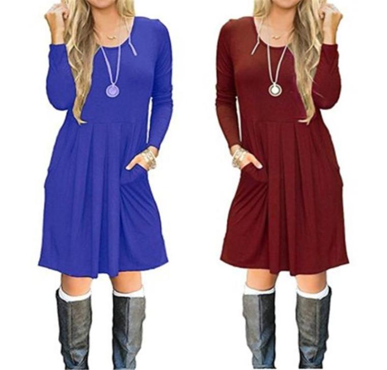 2018 New 11 Colors Round Collar Fashion Dresses For Women Autumn Winter Solid Pocket Casual Dress Female Tops Clothing 3344625, Army green
2018 New 11 Colors Round Collar Fashion Dresses For Women Autumn Winter Solid Pocket Casual Dress Female Tops Clothing 3344625, Army green