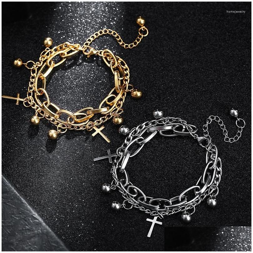 Chain Link Bracelets Stainless Steel Doublelayer Cross Pendant Bracelet For Women Trending Punk Metal Jewelry Gift Drop Delivery Dhale
Chain Link Bracelets Stainless Steel Doublelayer Cross Pendant Bracelet For Women Trending Punk Metal Jewelry Gift Drop Delivery Dhale
