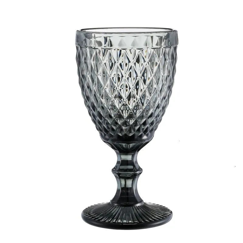 48 STOCK Pieces / Carton European Style Emed Stained Glass Beer Goblet Vintage Wine Glasses Household Juice Drinking Cup Thickened FY5509 es