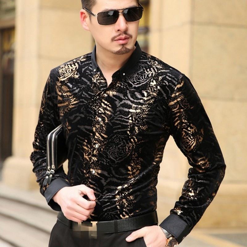 Men's Casual Shirts Autumn Fashion Business Mens Long Sleeve Turn-Down Collar Luxury Printing Velvet Shirt Plus Size Tops Male, Black
Men's Casual Shirts Autumn Fashion Business Mens Long Sleeve Turn-Down Collar Luxury Printing Velvet Shirt Plus Size Tops Male, Black