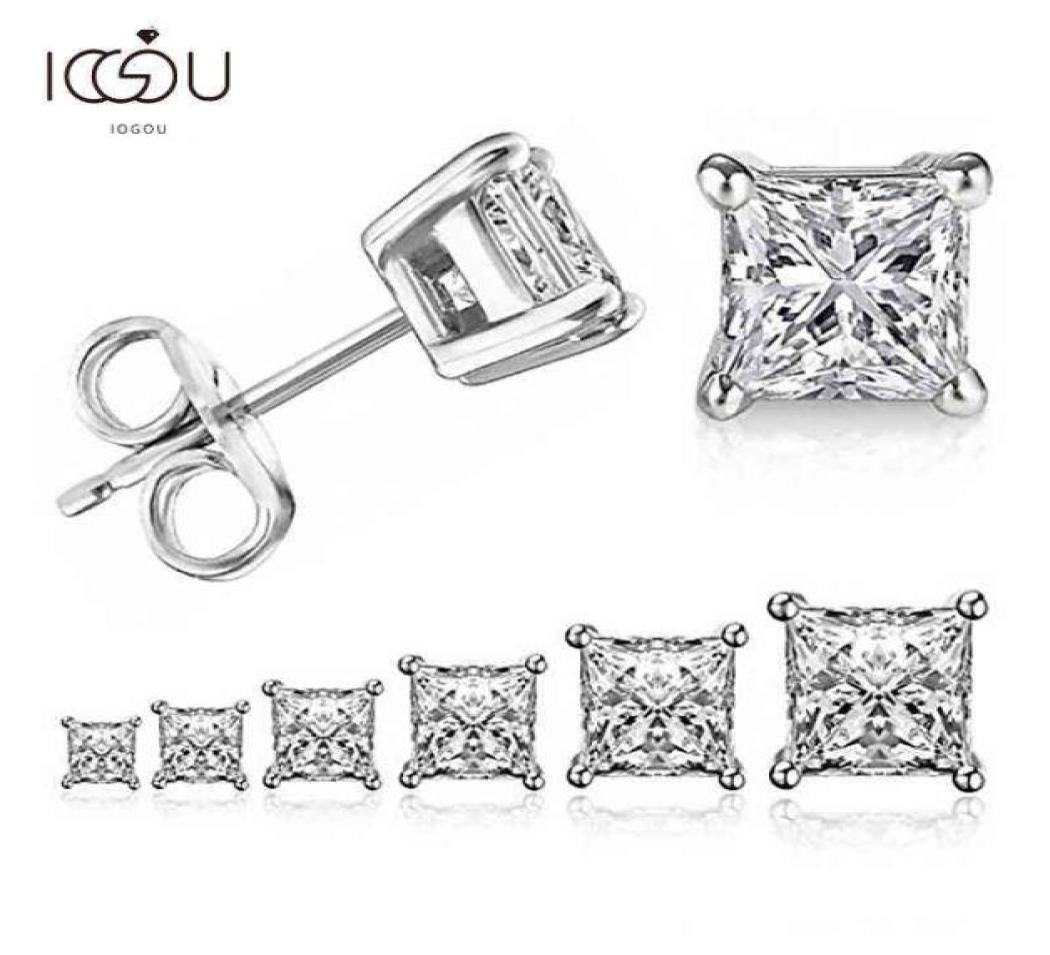NXY Earrings Iogoupendientes De Plata Ley 925 Para Mujer Aretes Circonita Cuadrada 4 Garras Joyera Diamante Nupcial Compromiso 157