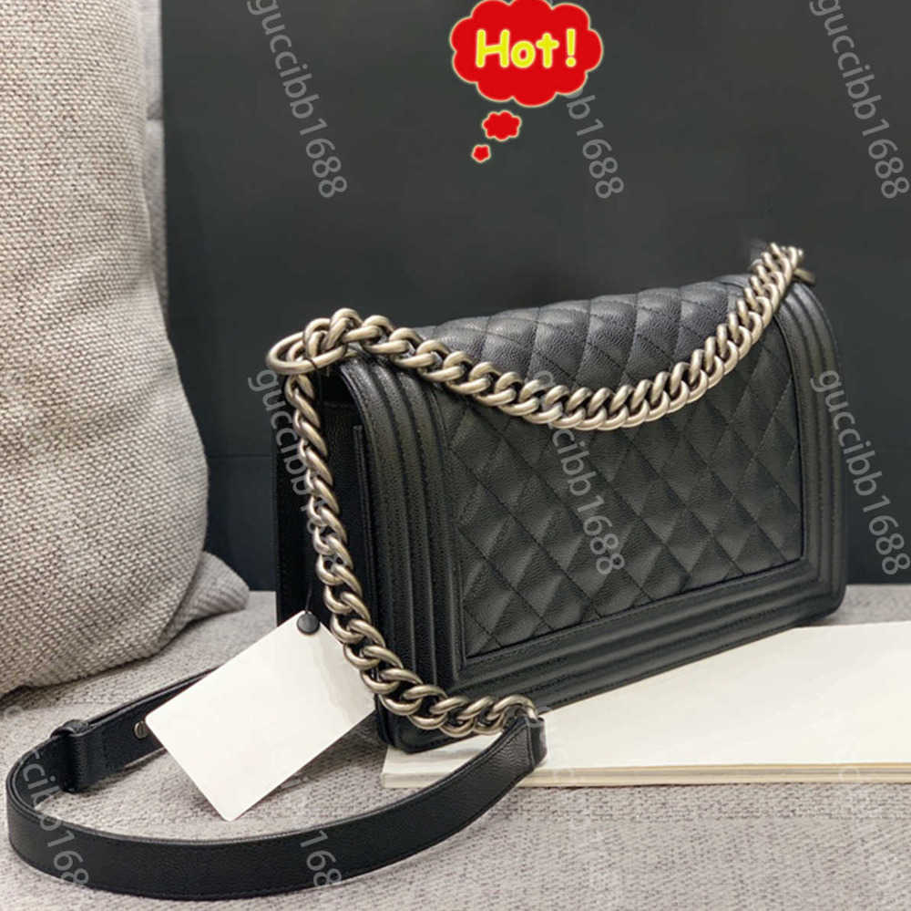 10A Mirror Quality Designer Medium 25cm Boy Bag Womens Classic Flap Quilted Purse Luxury Caviar Lambskin Handbag Top Tier Crossbody Motion design 77ess