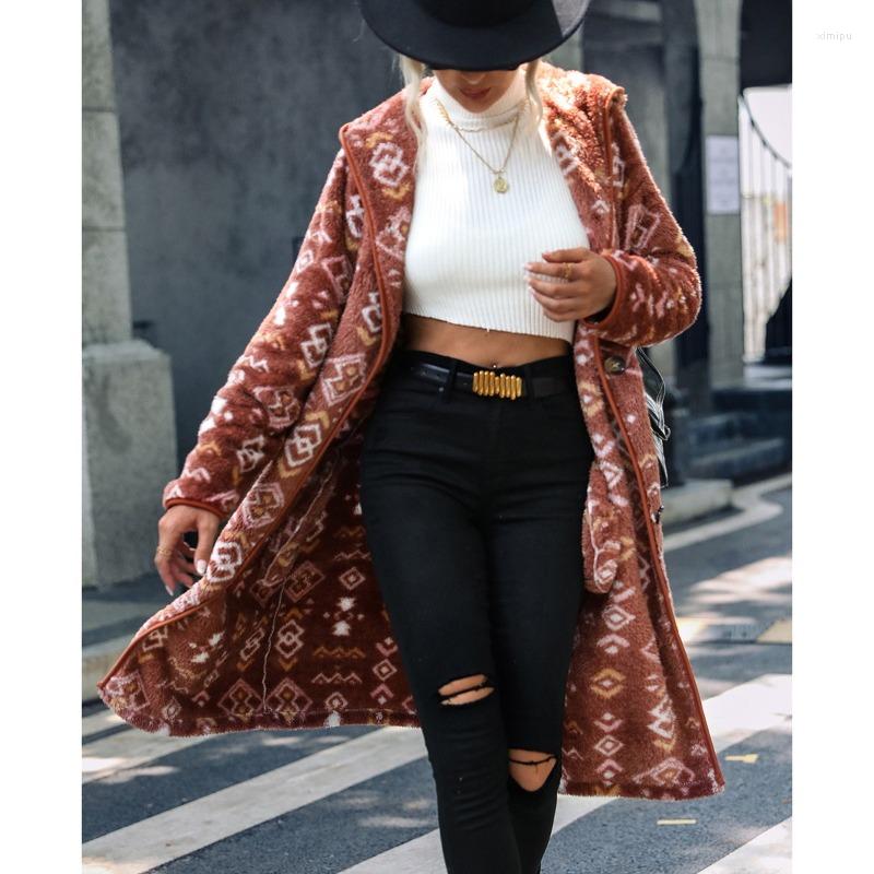 Women' Trench Coats Women' Autumn/winter Hooded Long Sleeve Geometric Print Single Breasted And Regular Plush Coat, Red
Women' Trench Coats Women' Autumn/winter Hooded Long Sleeve Geometric Print Single Breasted And Regular Plush Coat, Red