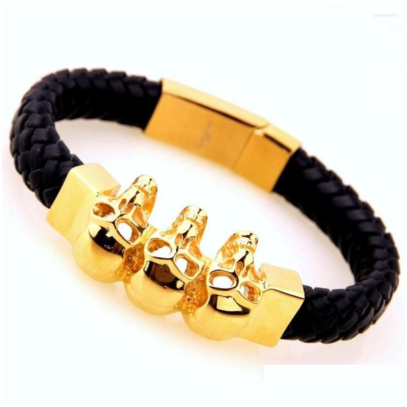 Chain Link Bracelets Hip Hop Bracelet Mens Leather Stainless Steel Skl Men Vintage Jewelry Gold Color Accessories Male Drop Delivery Dhaxl
Chain Link Bracelets Hip Hop Bracelet Mens Leather Stainless Steel Skl Men Vintage Jewelry Gold Color Accessories Male Drop Delivery Dhaxl