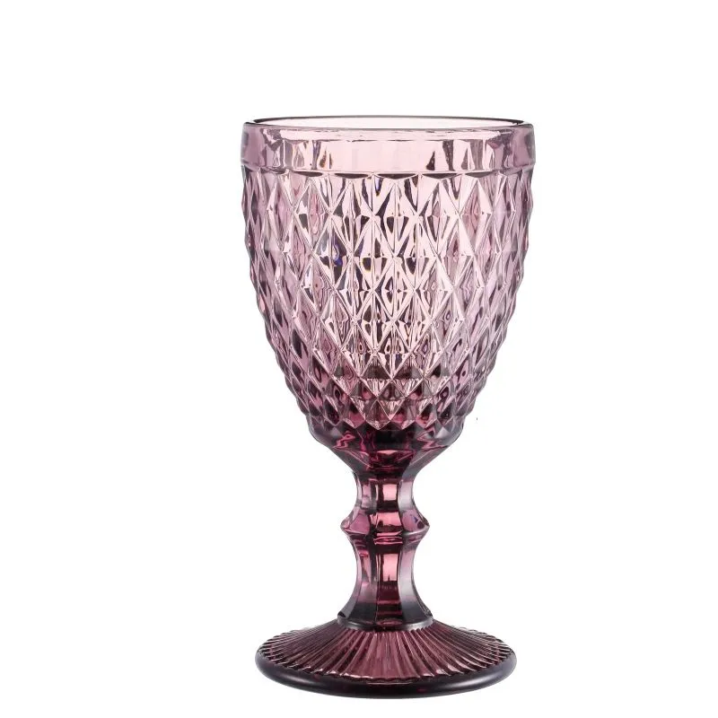 48 STOCK Pieces / Carton European Style Emed Stained Glass Beer Goblet Vintage Wine Glasses Household Juice Drinking Cup Thickened FY5509 es