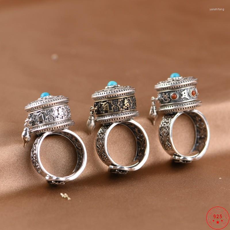 Cluster Rings S925 Sterling Silver For Women Men 2023 Fashion Six Syllable Mantra Prayer Wheel Adjustable Pure Argentum Jewelry
Cluster Rings S925 Sterling Silver For Women Men 2023 Fashion Six Syllable Mantra Prayer Wheel Adjustable Pure Argentum Jewelry