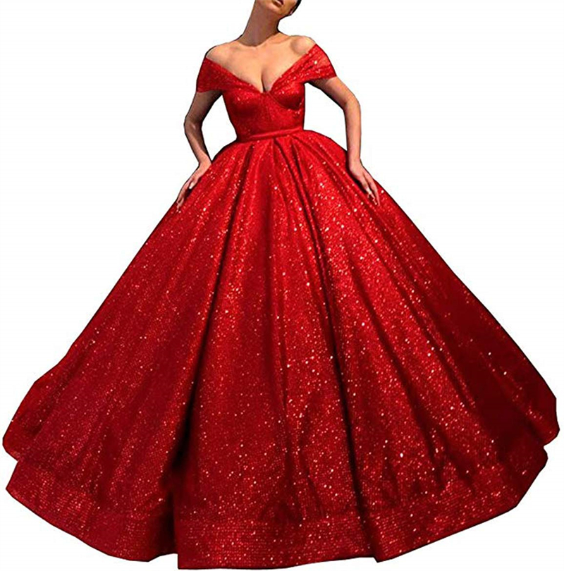 Quinceanera Dresses Princess Sexy Off the Shoulder Deep V-Neck Sequins Ball Gown with Plus Size Sweet 16 Debutante Party Birthday Vestidos De 15 Anos 