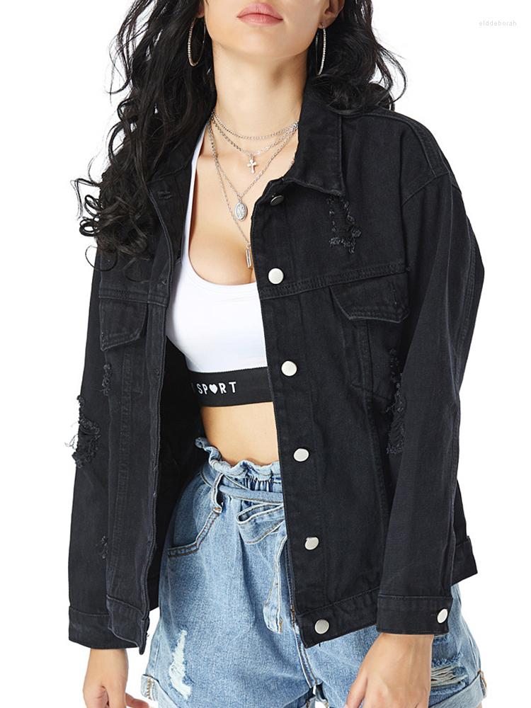Women's Jackets Ailegogo Streetwear Women Frayed Hole Loose Black Denim Jacket Spring Autumn Female Single Breasted Jeans Coat Outwear
Women's Jackets Ailegogo Streetwear Women Frayed Hole Loose Black Denim Jacket Spring Autumn Female Single Breasted Jeans Coat Outwear