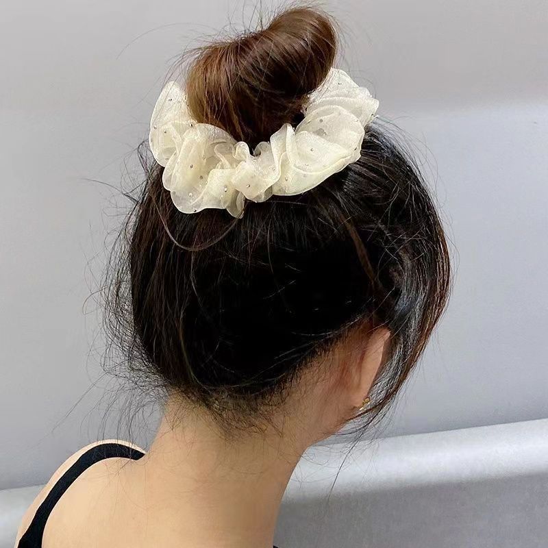 Luxury Designer Designer Hairpiece Bun Mesh Wave for woman Flower Tie - Elegant Fabric Scrunchie For Ponytails, Updos, And For Woman Hair Rings Jewelr