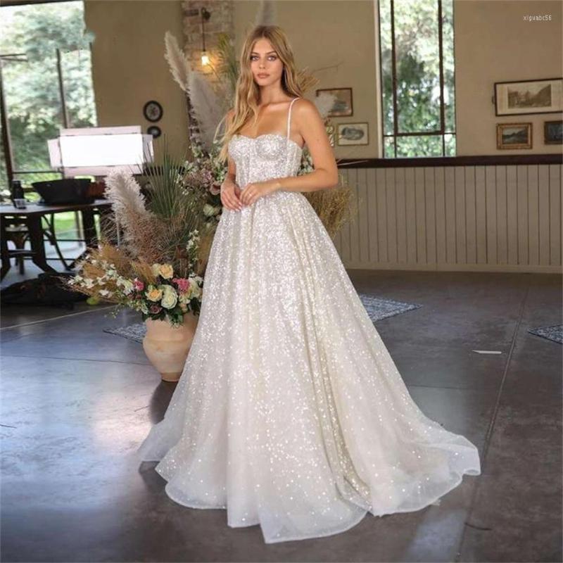 Wedding Dress Shiny Boho Sweetheart Sequin Dresses Romantic Strap A-Line Elegant Princess Bridal Gown Vestidos De Novia, Blue
Wedding Dress Shiny Boho Sweetheart Sequin Dresses Romantic Strap A-Line Elegant Princess Bridal Gown Vestidos De Novia, Blue